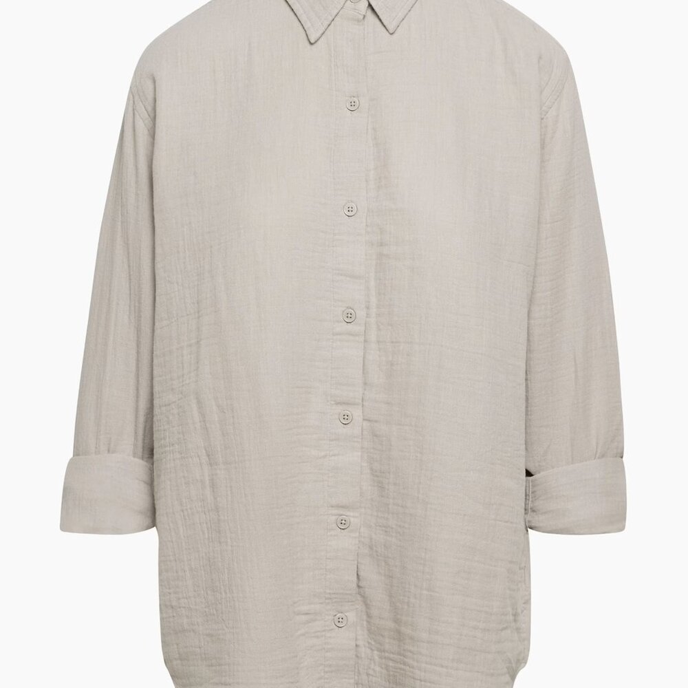 Aritzia Beige Little Moon AirPlush Cotton Sail Shirt